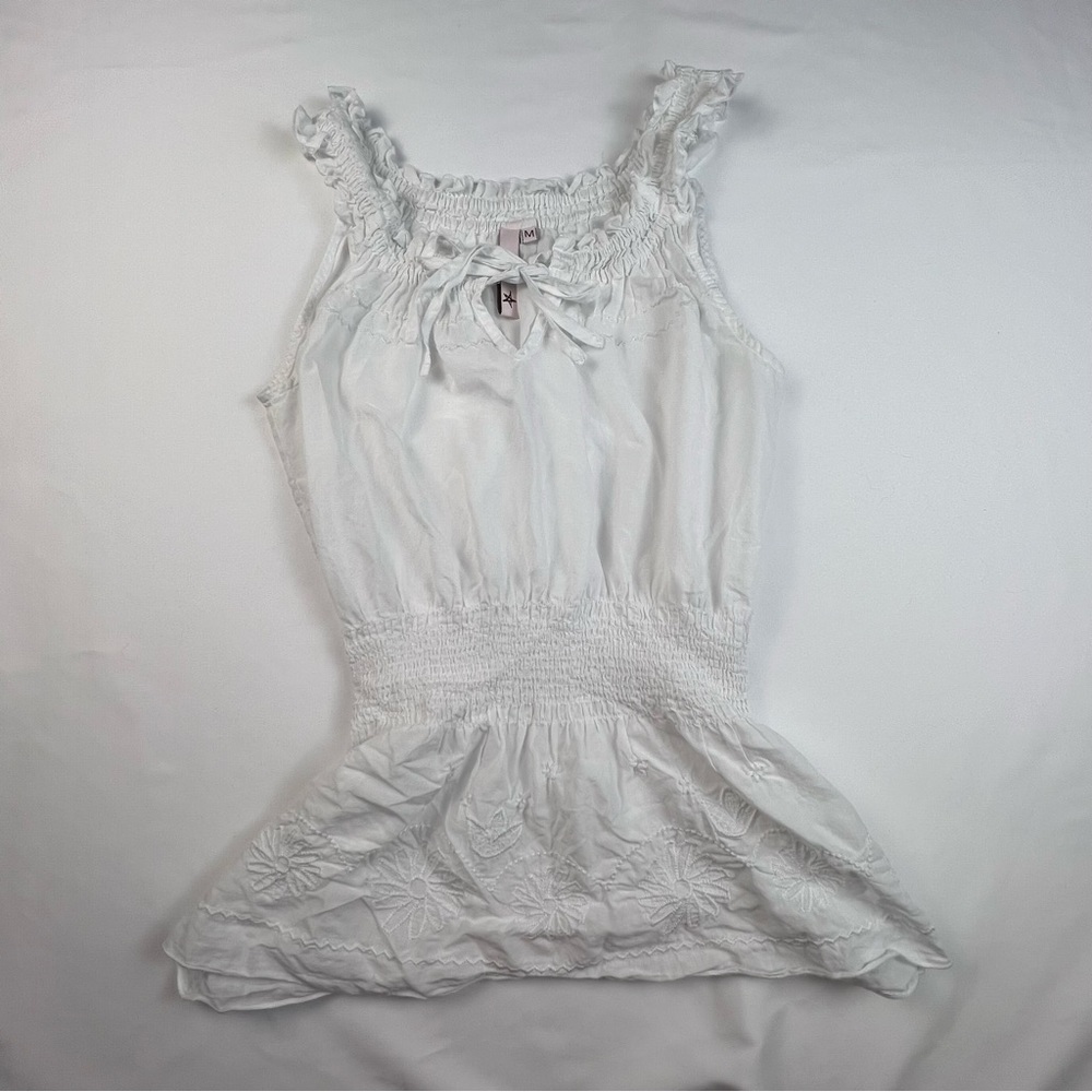 American Star - Women’s Sleeveless Top - White - Medium - Embroidered